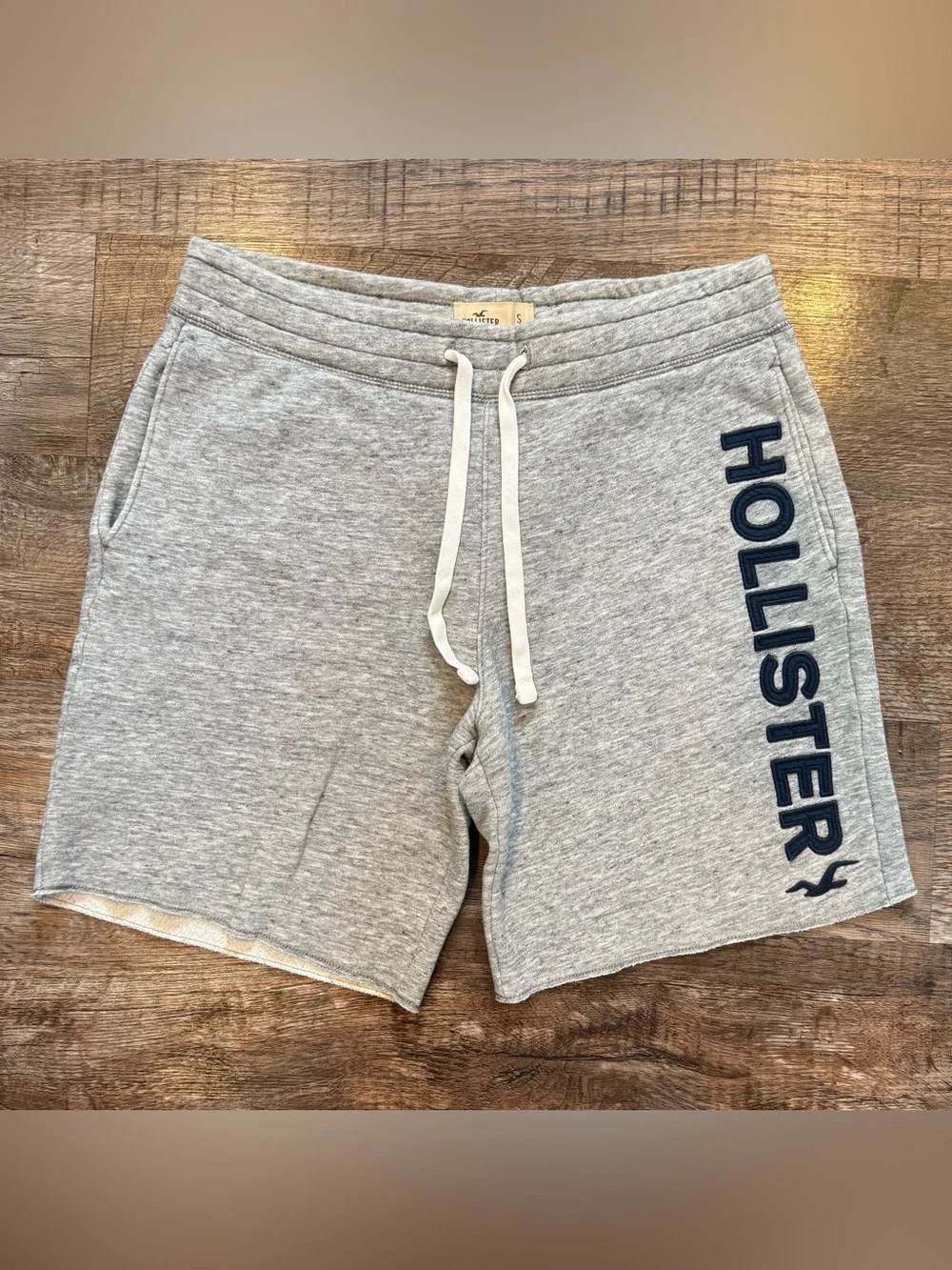 Hollister Gray Logo Lounge Shorts Drawstring Waist Y2K Vtg Small Preppy Beach